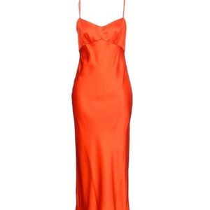 Saloni orange slip dress size 8
